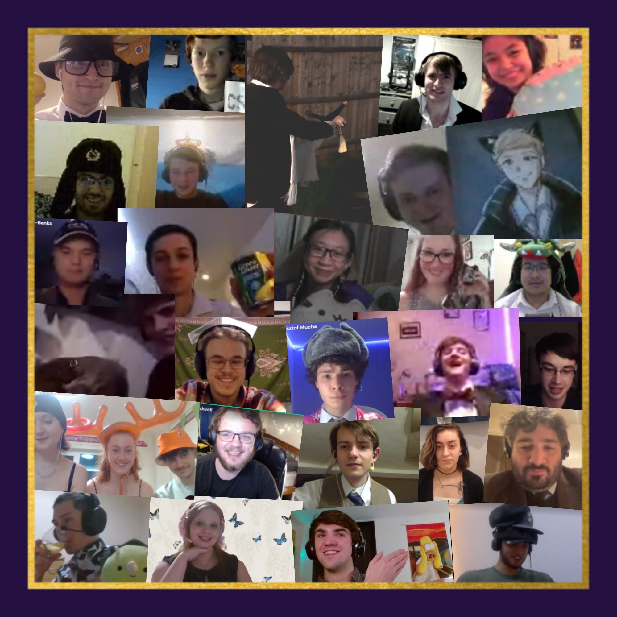 An image of multiple attendees of the online ball